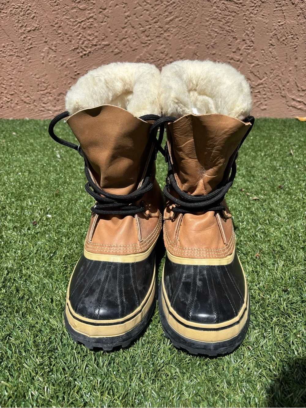 Mens 8 Sorel Caribou Buff Leather Waterproof Snow Winter Boots Insulated Kaufman